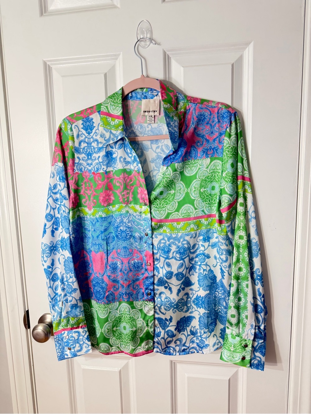 INDUSTRY Pastel Multi-Print Button-Up Shirt